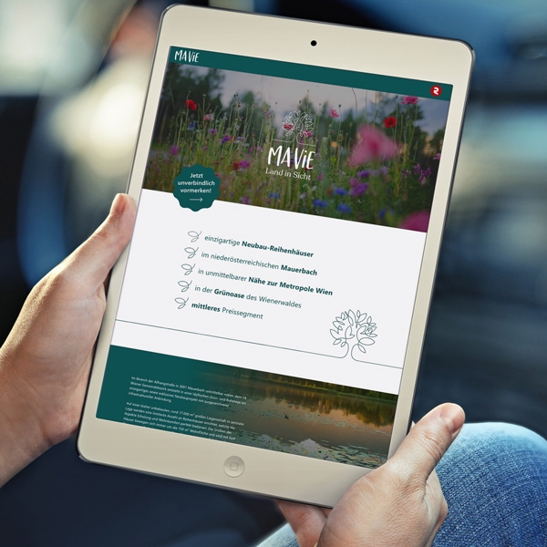 Startseite der Webpage vom Eigentums-Wohnbauprojekt MaVie