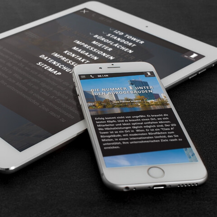 IZD Tower Projektwebsite Mobile