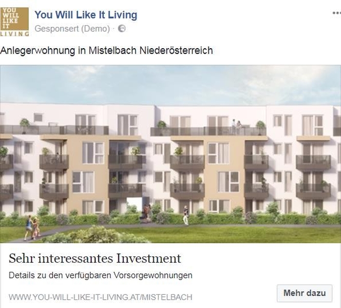 Facebook Ads Wohnpark Mistelbach