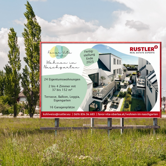 Bautafel Favor-Vita-Oberlaa "Wohnen im Naschgarten"