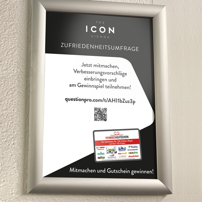 THE ICON VIENNA Mieterbefragung Liftposter