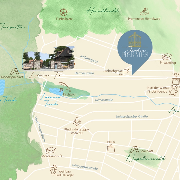 Jardin Hermes Lagekarte