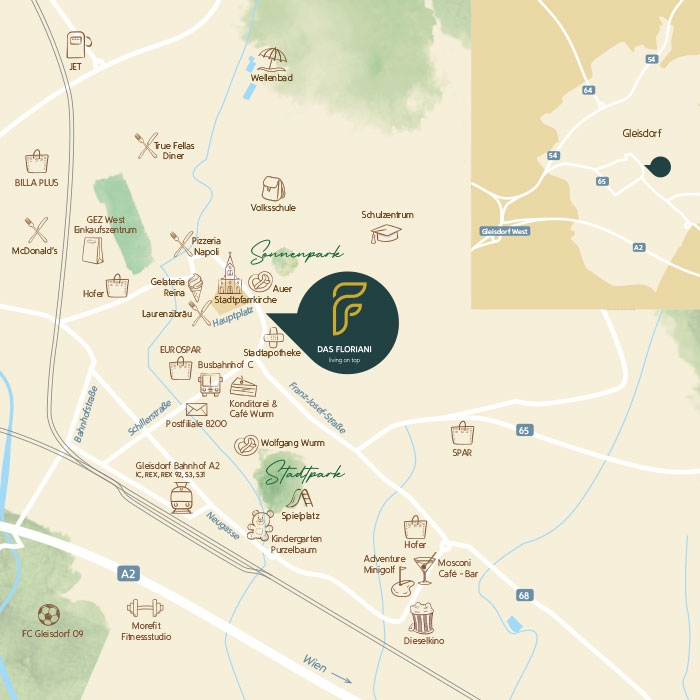 Das Floriani Lagekarte