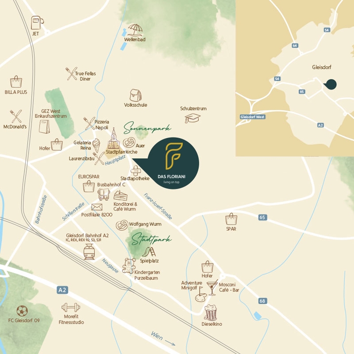 Das Floriani Lagekarte