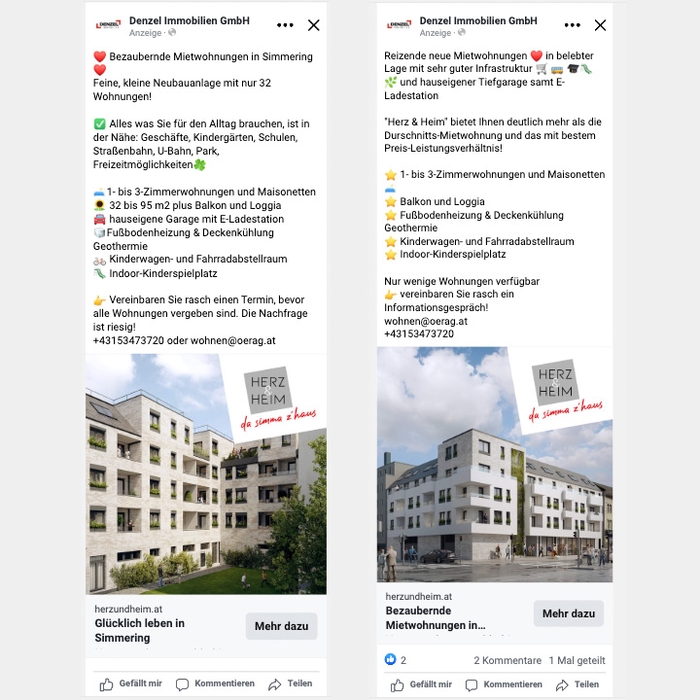 Facebook Einzelanzeigen